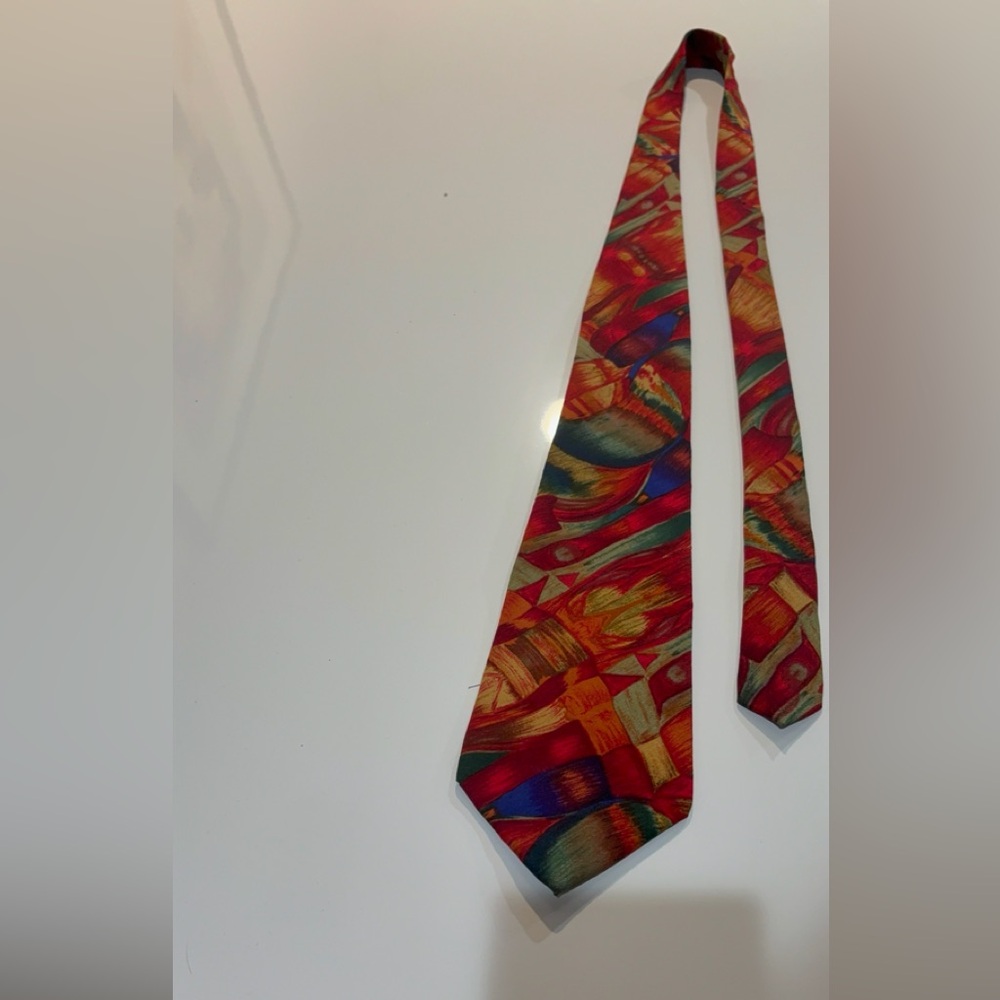 J. GARCIA Vibrant Abstract Multicolor Tie EUC 100% silk